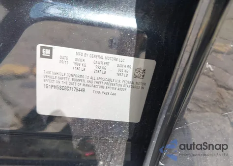 2012 Chevrolet Cruze Ltz from USA, damaged, VIN 1G1PH5SC8C7175449